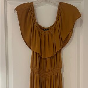 Elegant Mustard Ruffle Dress